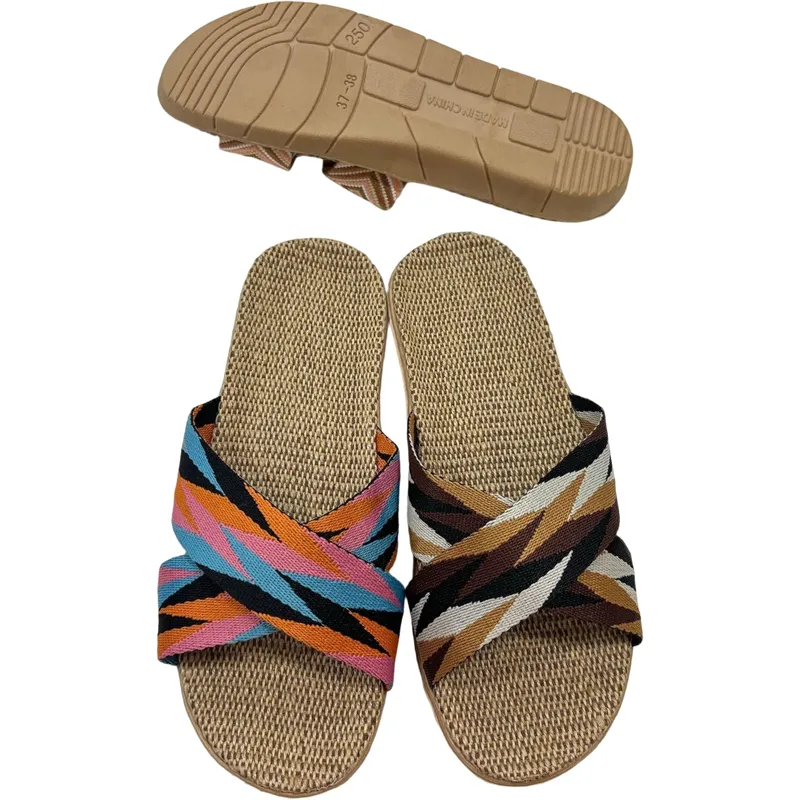 Women’s Summer Flax Cross Slippers | Indoor & Outdoor Sandals