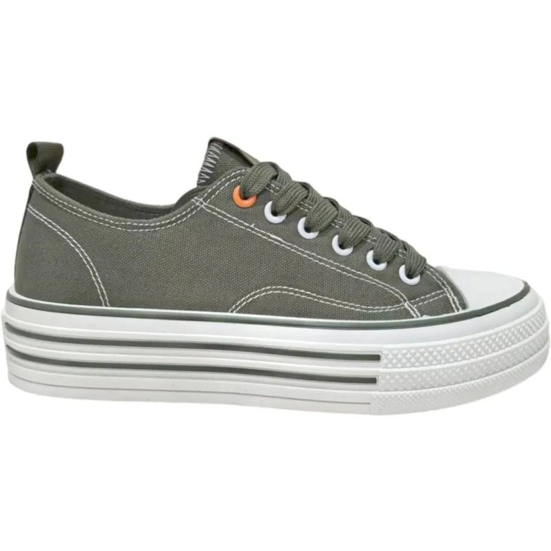 Women’s Canvas Lace-Up Low-Top Platform Sneakers – Trendy & Lightweight Style