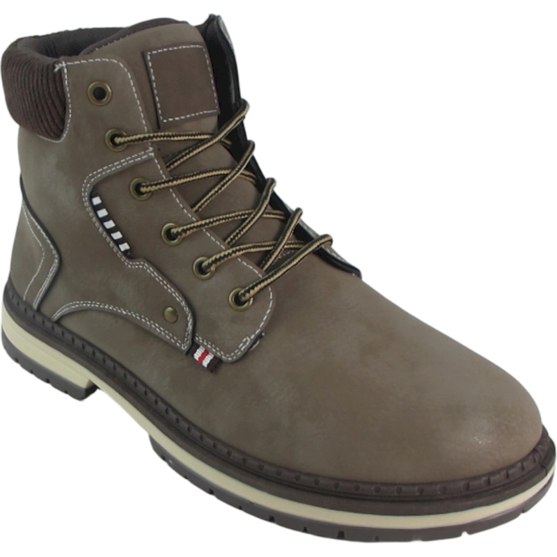 Men’s PU Lace-Up Durable Ankle Boots with Inner Zip – High Quality & Cost Effective