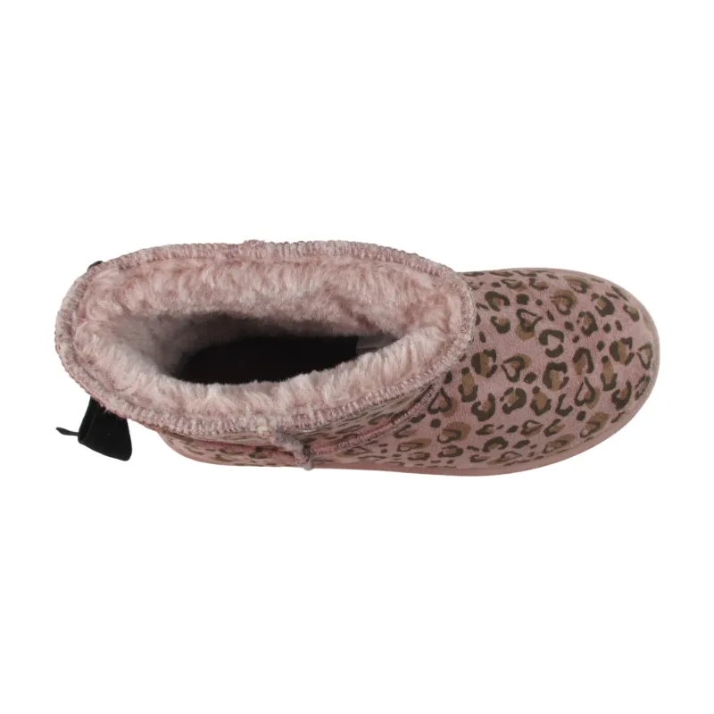 Kids Winter Warm Boots - Pink Leopard Print with Bow Knot