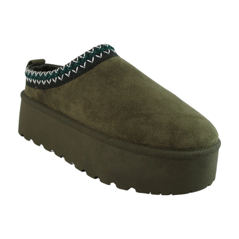 Women's Faux Suede Clog Slipper - One-Piece Design