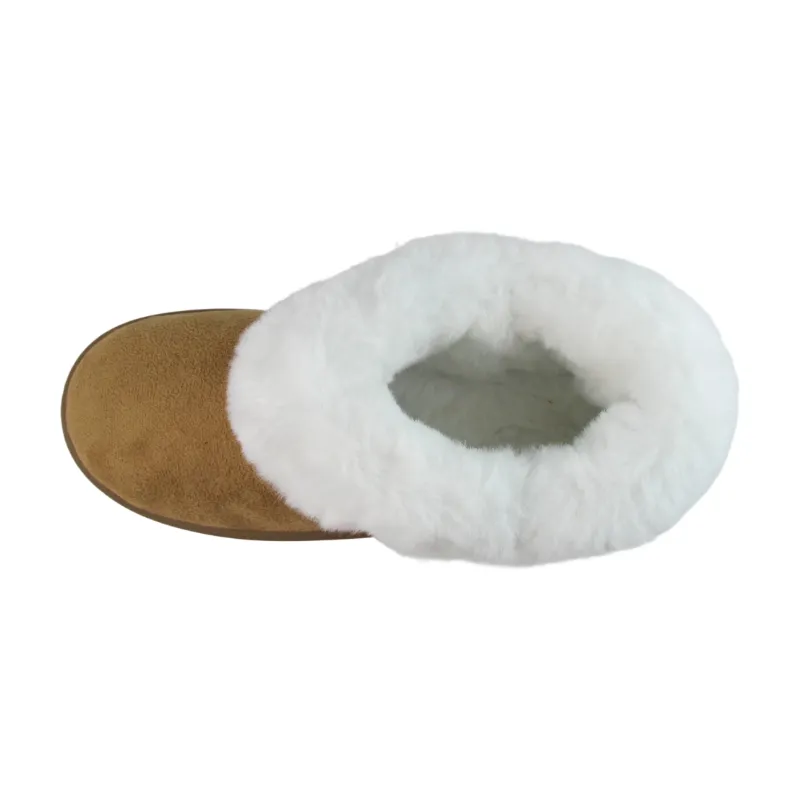 Women's Short Faux Fur Slippers - Camel
