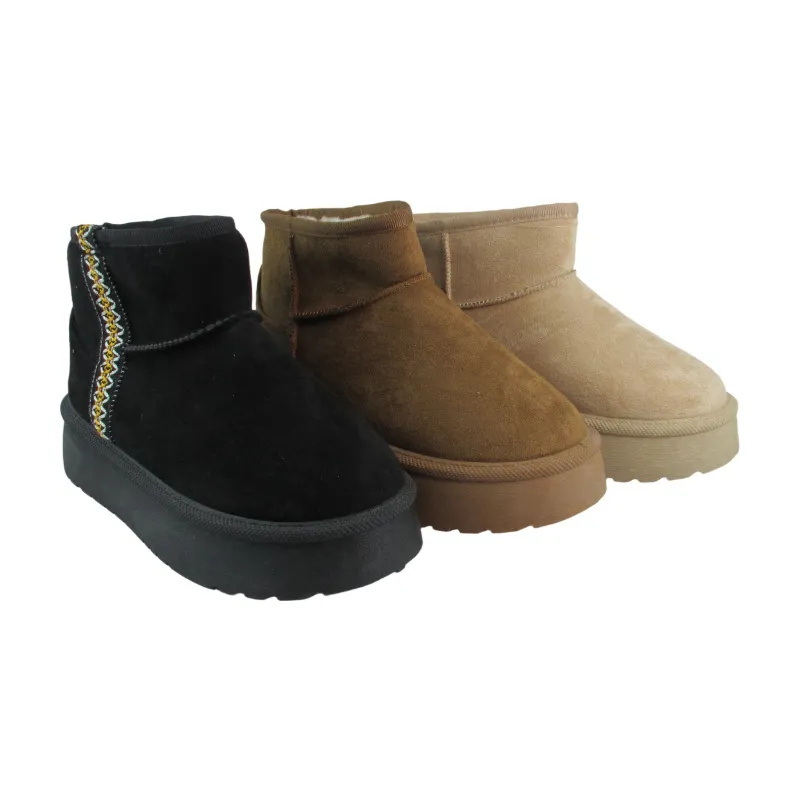 Women's Suede Faux Fur Lined Ankle Boots PVC Sole